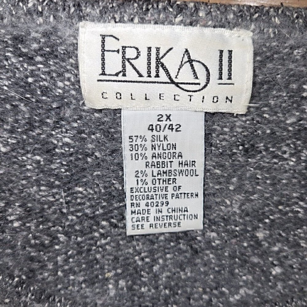 Erika II Collection Womens 2X Black Gray Long Sleeve Top Sweater Angora Blend - Picture 3 of 10